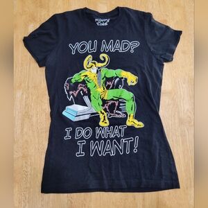 EUC Marvel + Mighty Fine heroes Loki t shirt top blouse